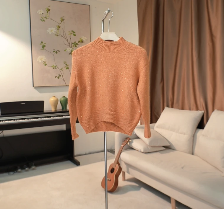 G076 秋冬高级感针织套头毛衣女 431c14