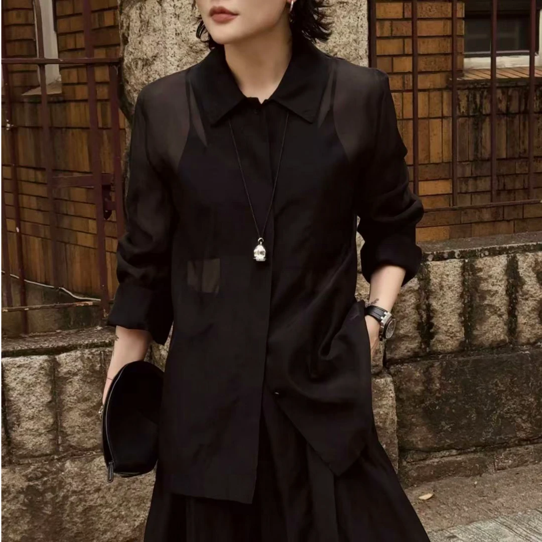 【DYMMXYMM】-早春极简风高级感桑蚕丝绵polo衬衫-5SS6035