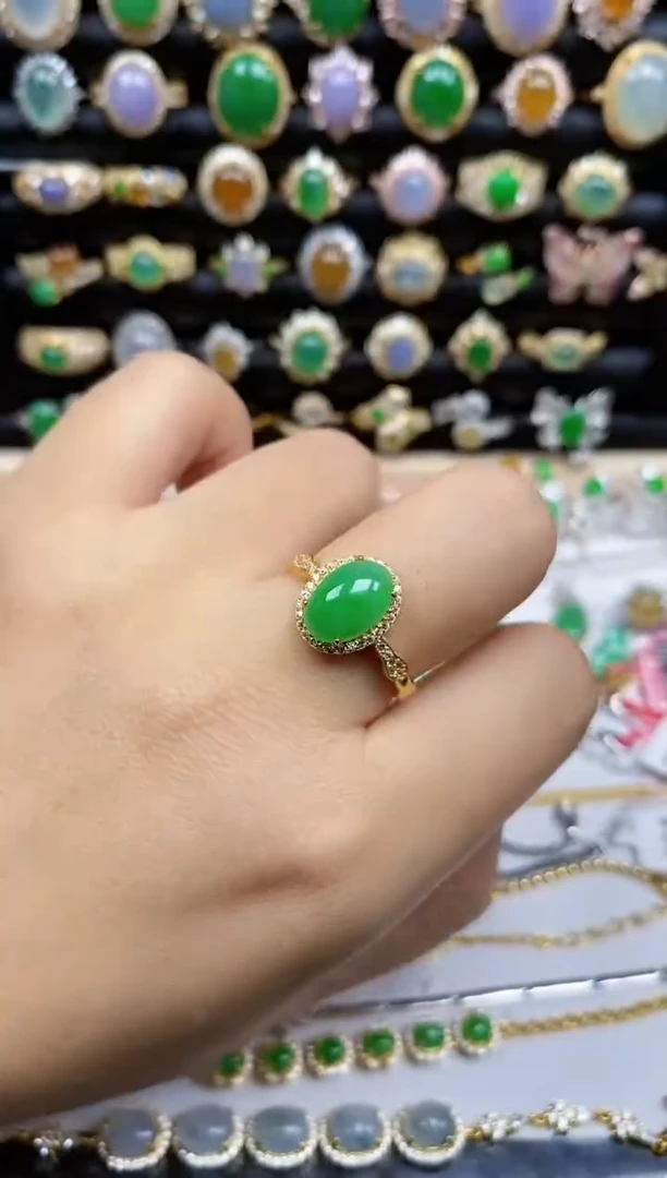 银S925镶嵌戒指翡翠6548