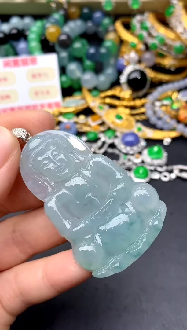 颈饰18K金镶嵌翡翠352-中国好珍宝