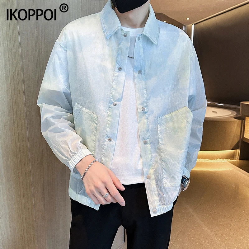 设计感渐变色防晒服男2025夏季户外运动冰丝皮肤衣简约透气防晒衣