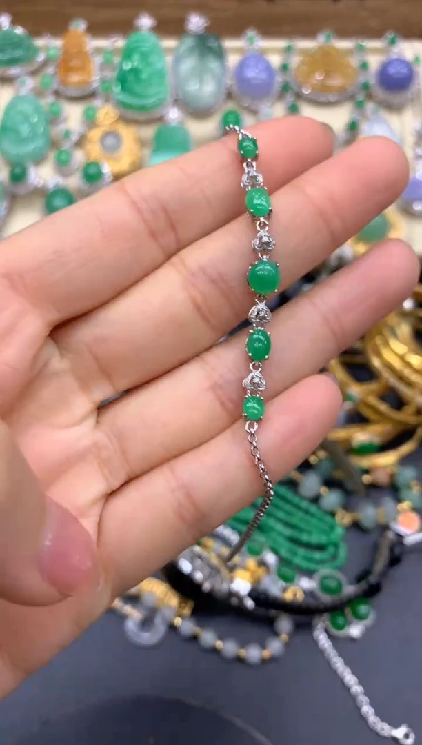 【闪购商品】翡翠手链18K金镶嵌289-中国好珍宝