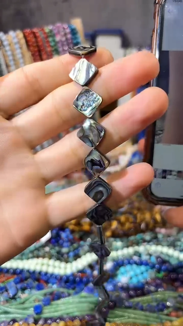 合金石英质玉珠宝奇石鲍鱼贝方形