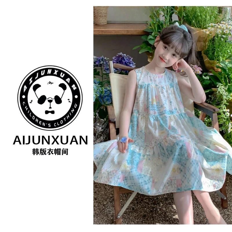 【专属定制】2025韩版女童无袖碎花连衣裙夏季洋气甜美女孩韩版