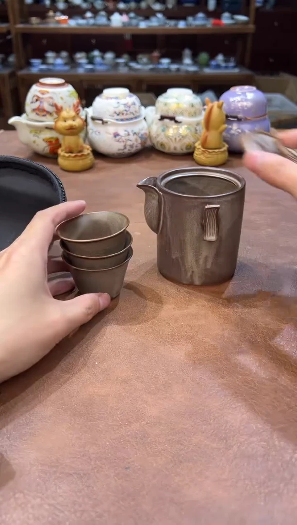 真的很便宜超好看会开片的旅行茶具