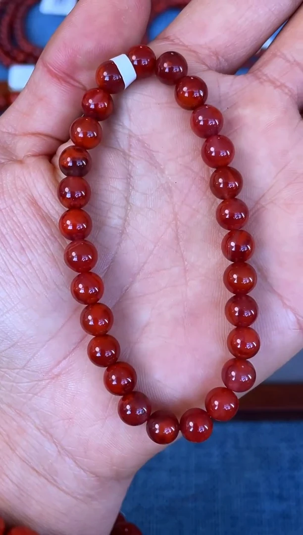 未镶嵌手串南红玛瑙N52凉山瓦西料牛血火焰单圈