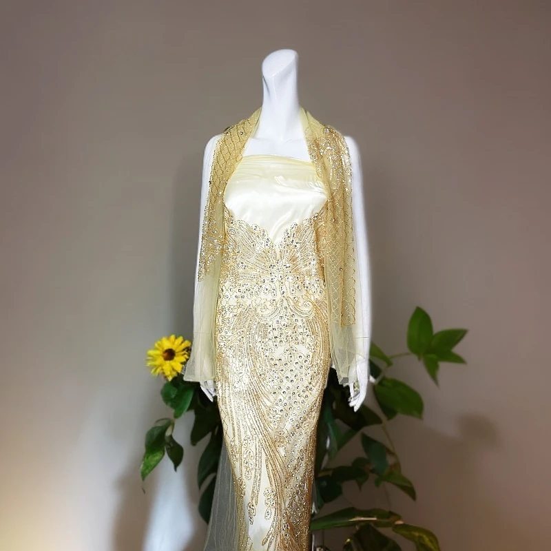 sari qikan 田园风刺绣蕾丝布料女装旗袍连衣裙面料