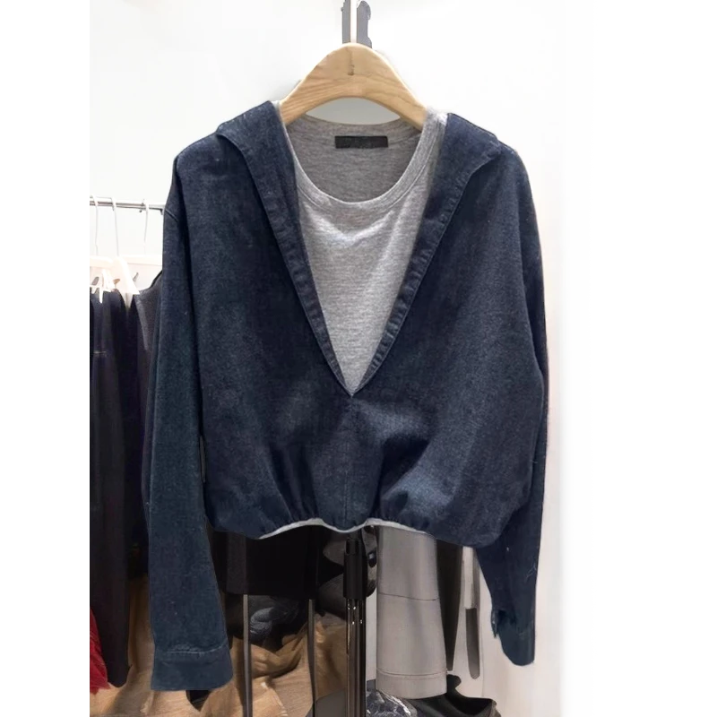 今年流行！巨巨巨推荐！轻奢小众设计款高级感洋气时髦深蓝色卫衣女