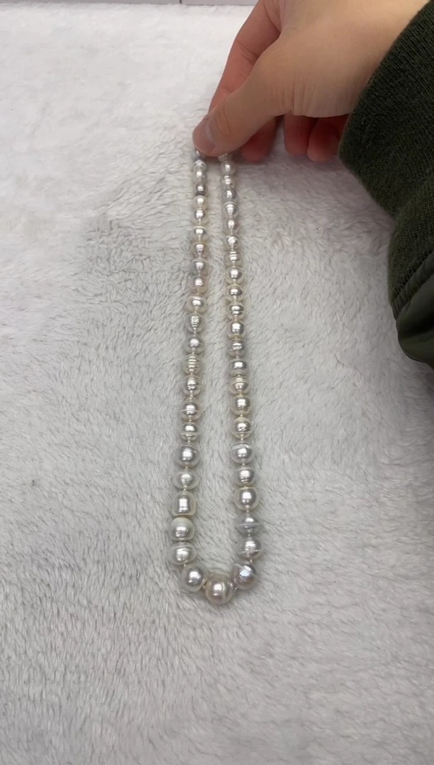 【闪购商品】海水珍珠项链银S925镶嵌澳白螺纹7-11m（多样性发一）