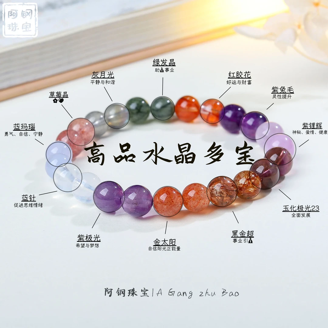 【周年体验价】高品水晶多宝天然水晶DIY7mm+手串多样性发一-DB151