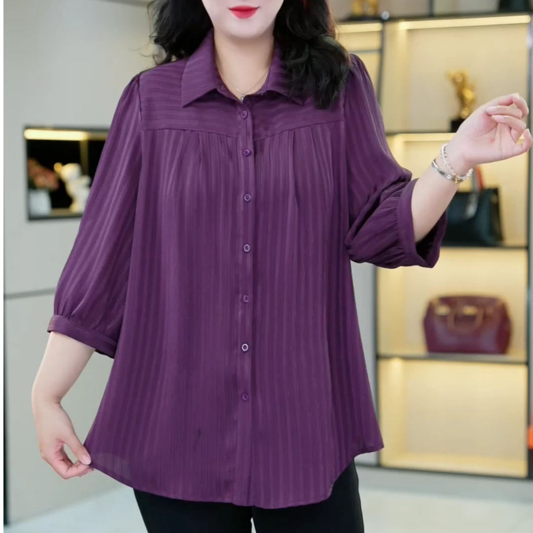 胖珍珍大码女装2025年显瘦气质百搭春夏薄款宽松遮肚250299七分袖