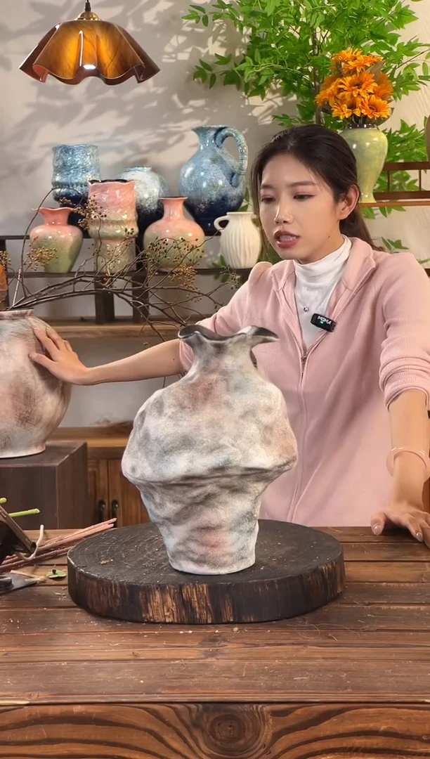 【复古红棕-异形禅意瓶】陶瓷花瓶侘寂风客厅插花花器客厅玄关