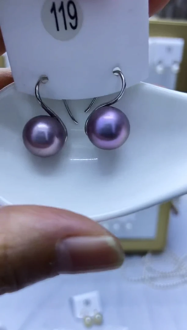 银S925镶嵌耳饰淡水珍珠119