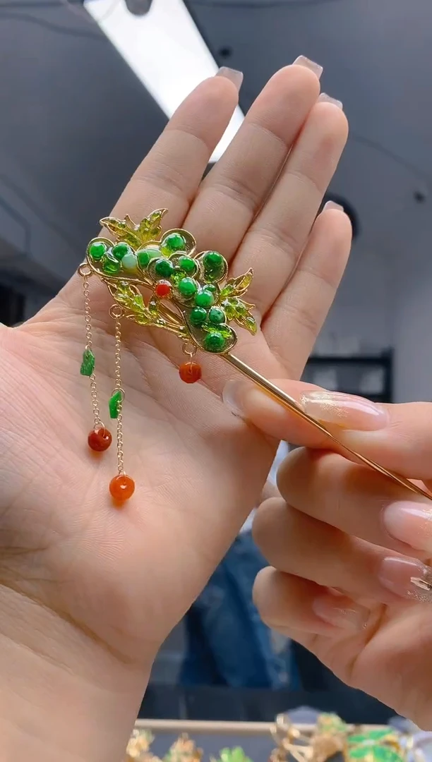 【闪购商品】翡翠耳饰合金432翡翠发簪