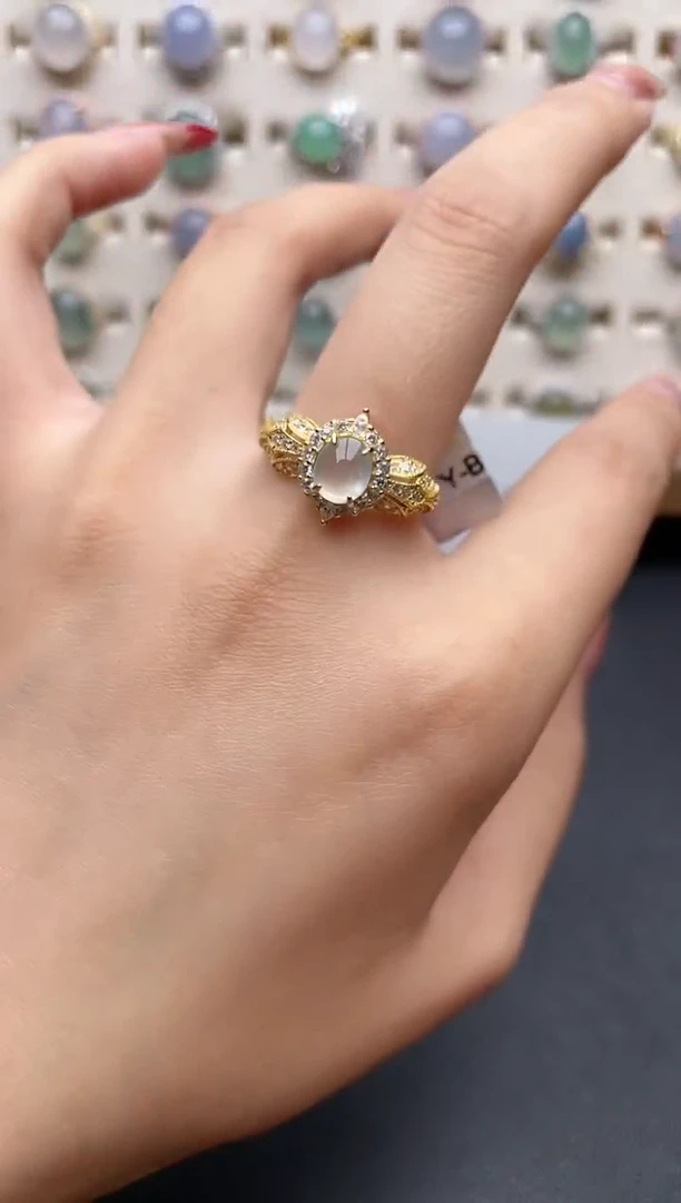 【闪购商品】翡翠戒指银S925镶嵌一物一证一礼盒