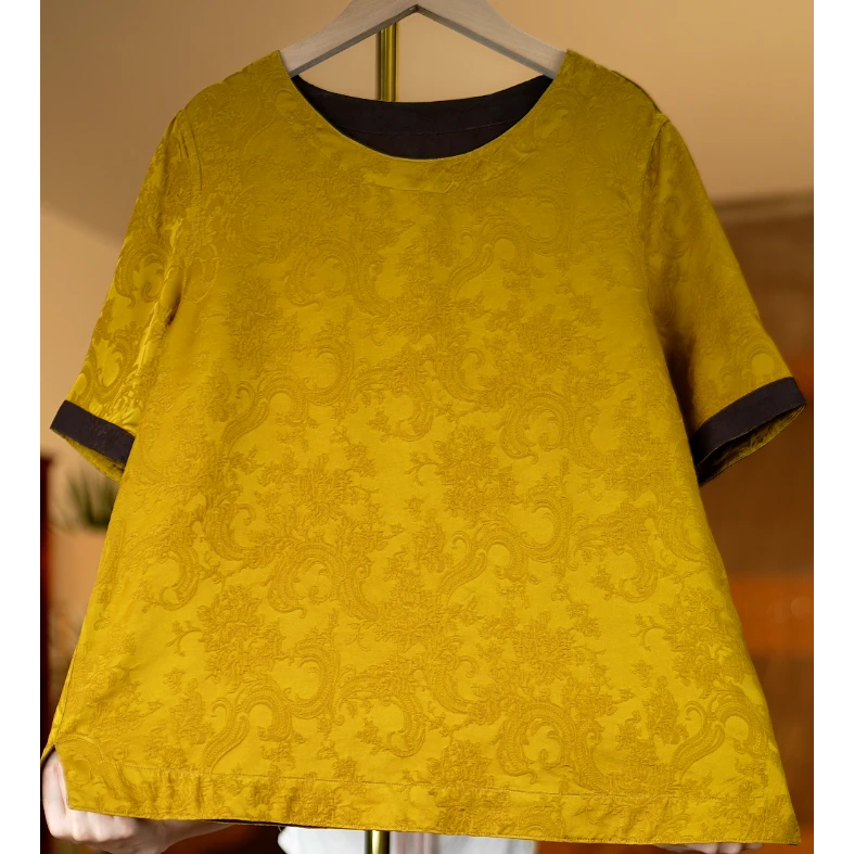 金碧辉煌<<非遗美学>>1150新中式圆领休闲洋气双面穿短袖上衣