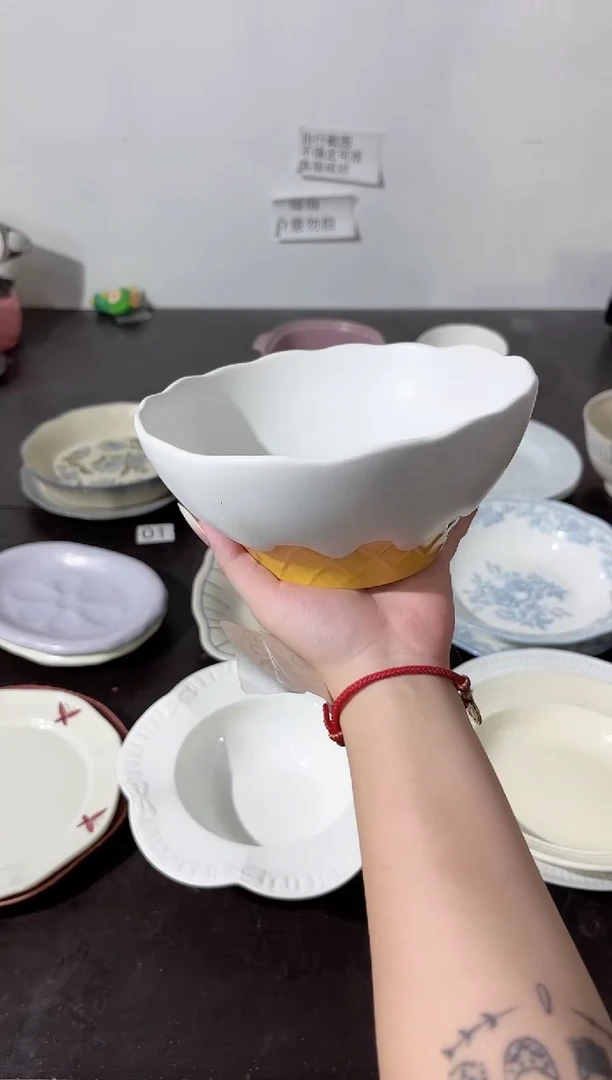 陶直播微瑕白巧面碗*1