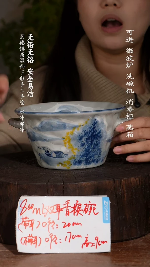 碗陶瓷景德镇高温瓷釉下彩手绘陶瓷