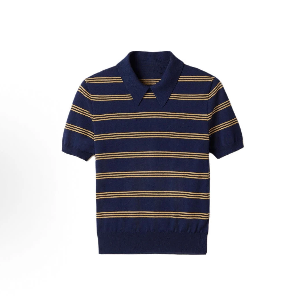 IS LULU | 【郑秀妍同款】25ss  条纹polo领针织短袖