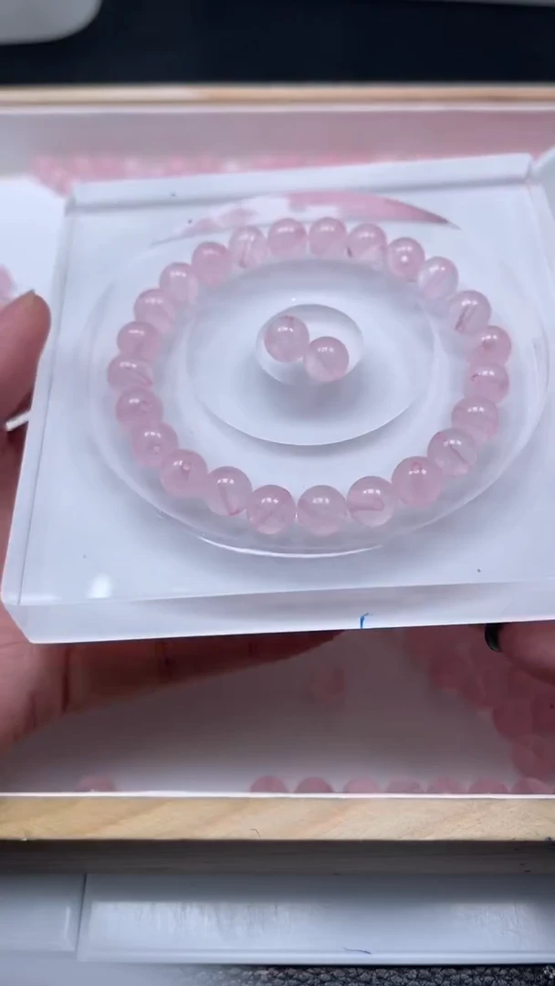 未镶嵌珠宝半成品水晶B391 粉水晶 8mm25个9.9元