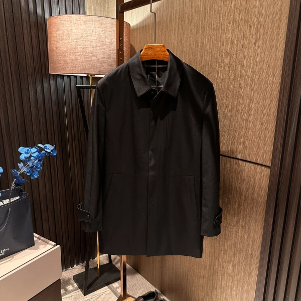 【商务经典 百搭BI备】2025秋季新款男士中长款简约纯色风衣外套