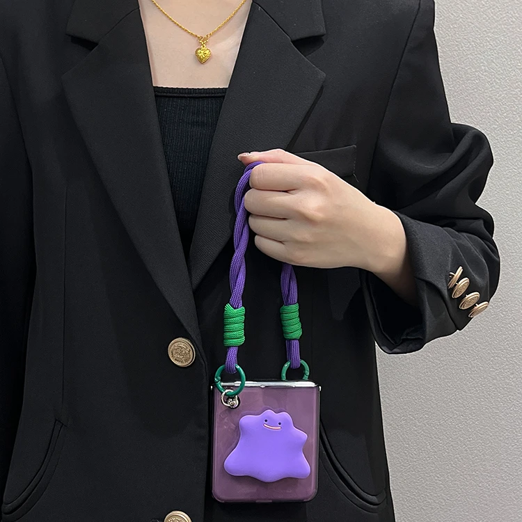 网红小怪兽支架手提绳适用华为pocket2手机壳全包pockets新款p50