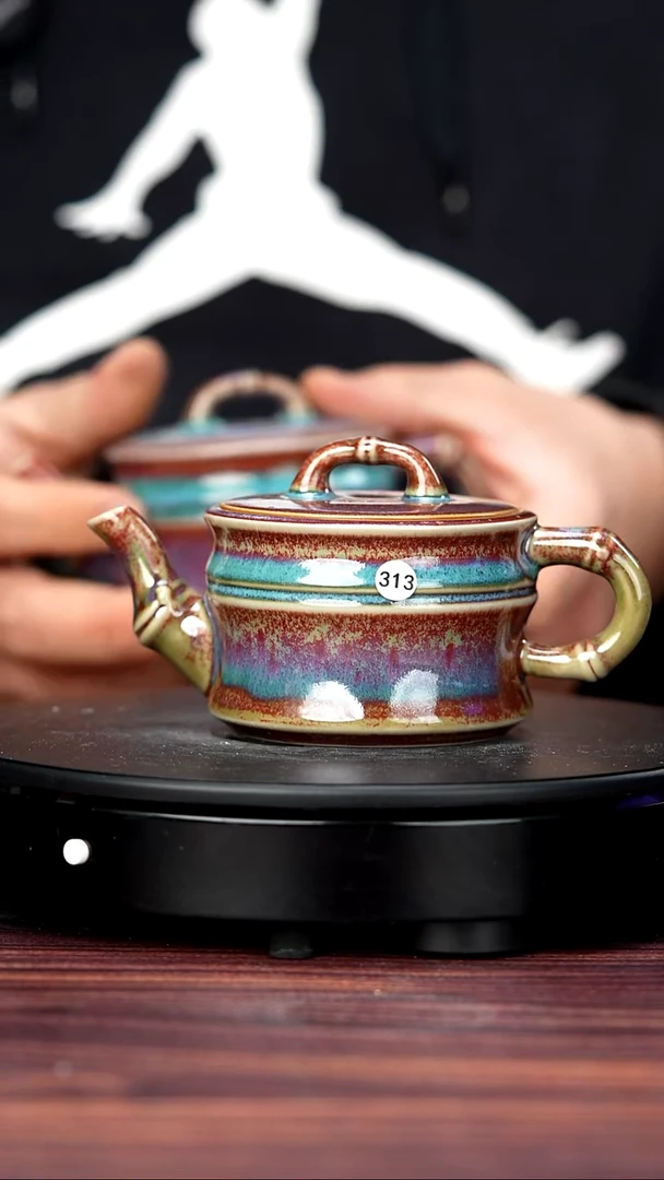 壶瓷313#李盼龙一级品原矿钧瓷竹节壶
