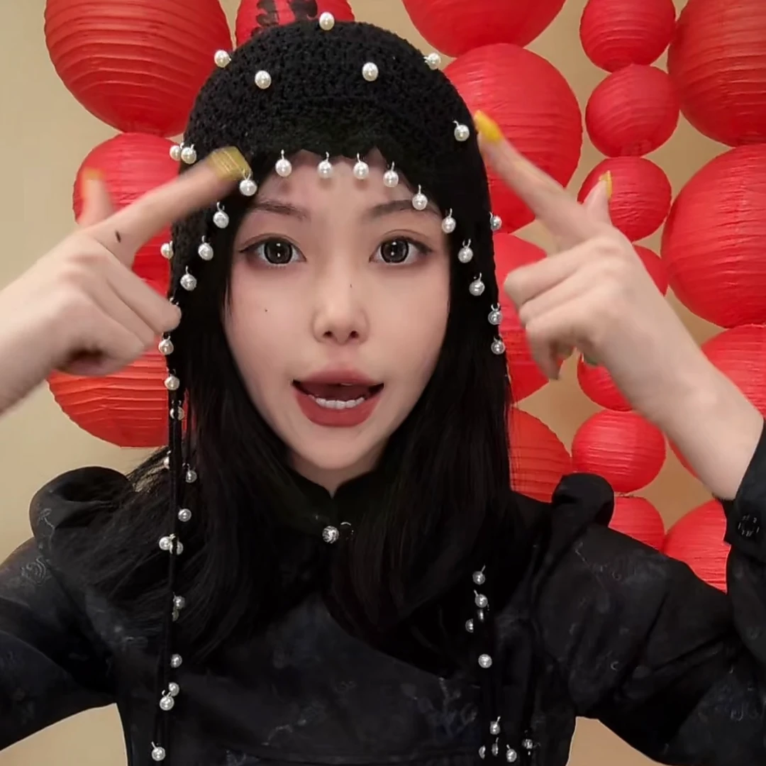 【卓日雅】民族风针织珠珠帽子