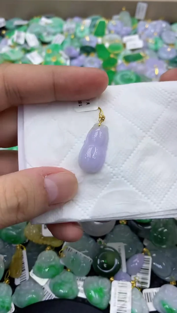 颈饰18K金镶嵌翡翠天然缅甸翡翠A货