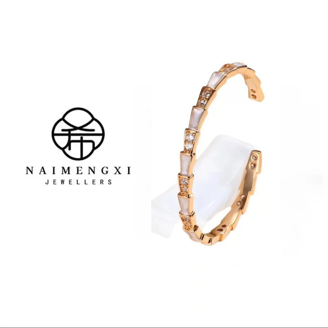 蛇骨开口玫瑰金手镯经典小众简约百搭精致时尚（带证书）