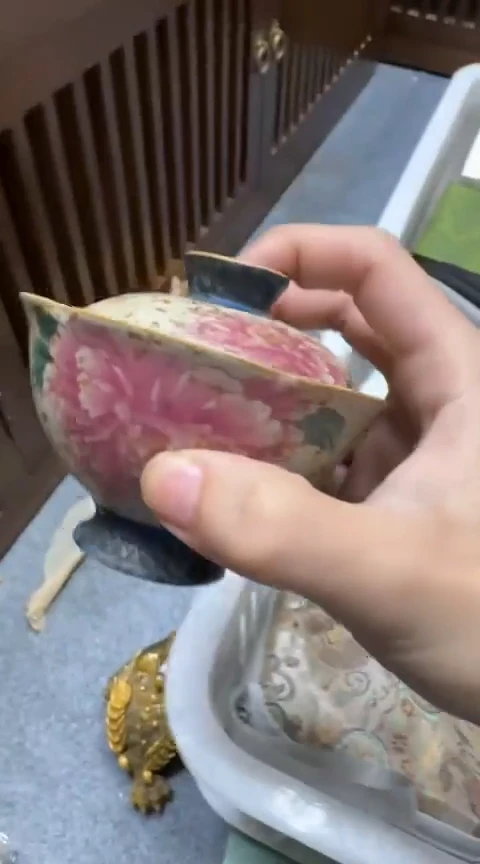 摆件陶茶具茶具茶具火石红盖碗