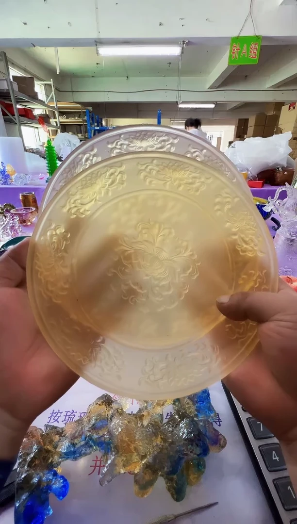 手工艺品琉璃?*?古法琉璃果盘 2 个摆件