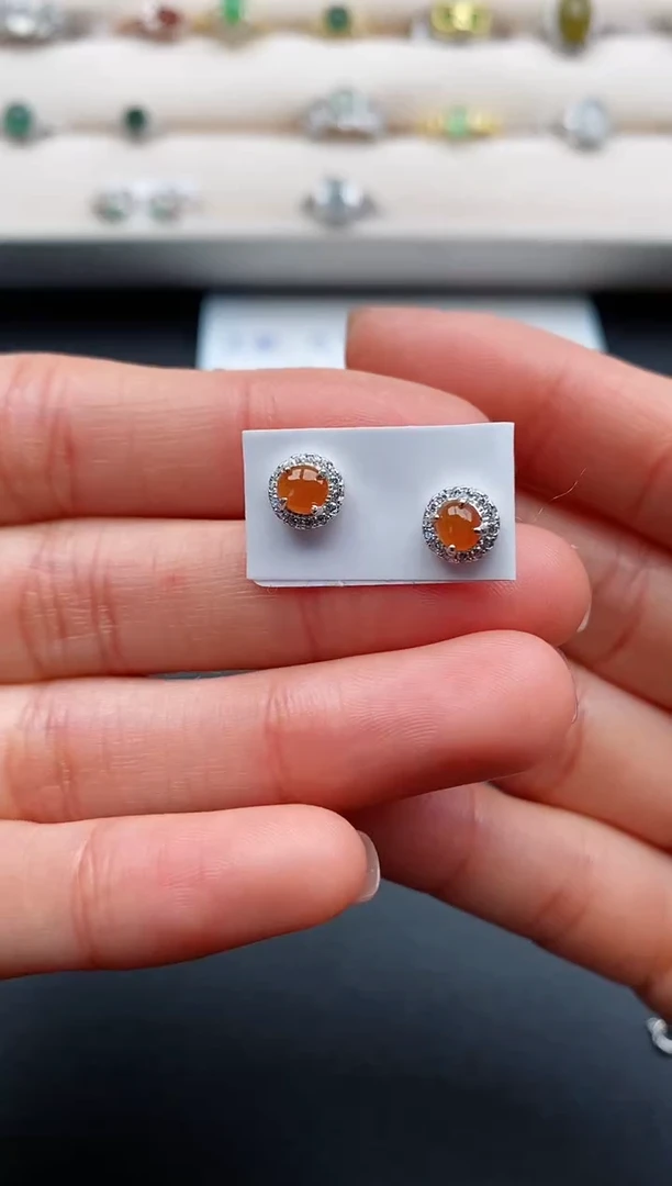 银S925镶嵌戒指翡翠缅甸天然A货翡翠22  5-6