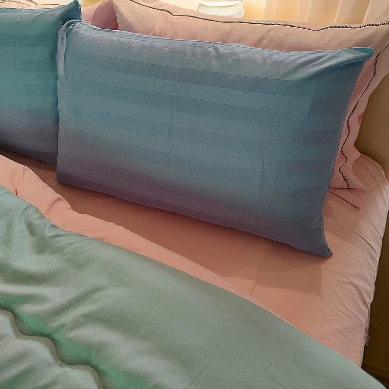 全棉40支缎条枕套一对  尺寸48cm*74cm 家用简约棉枕