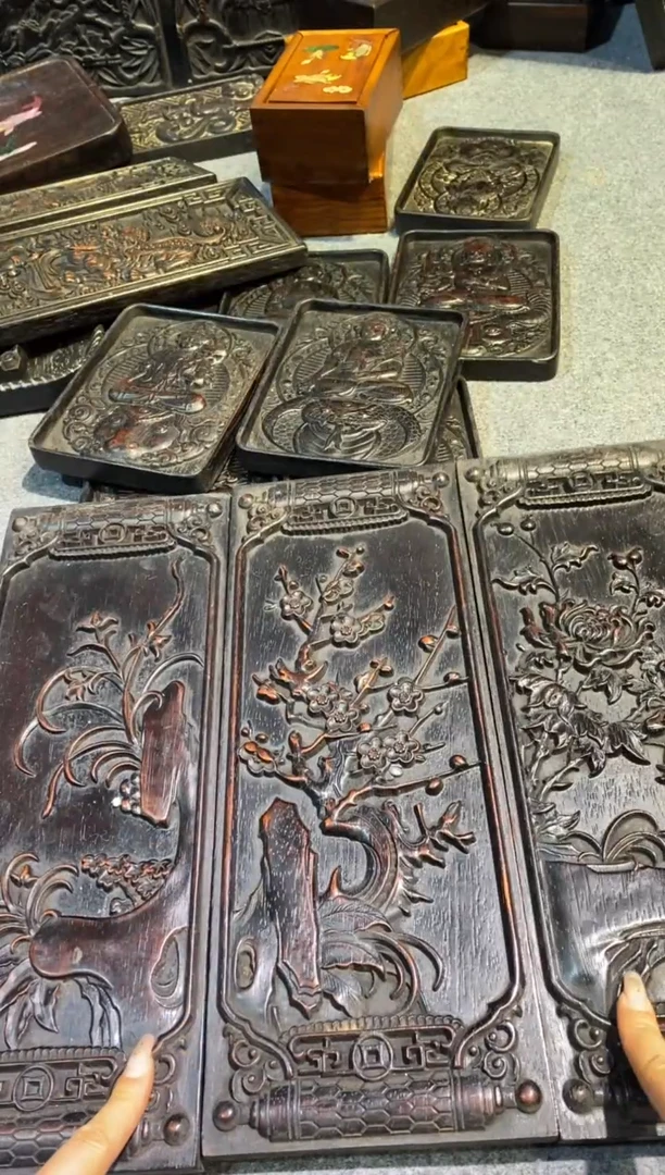 木紫檀拆件雕刻板以直播间实物为准微瑕老物件