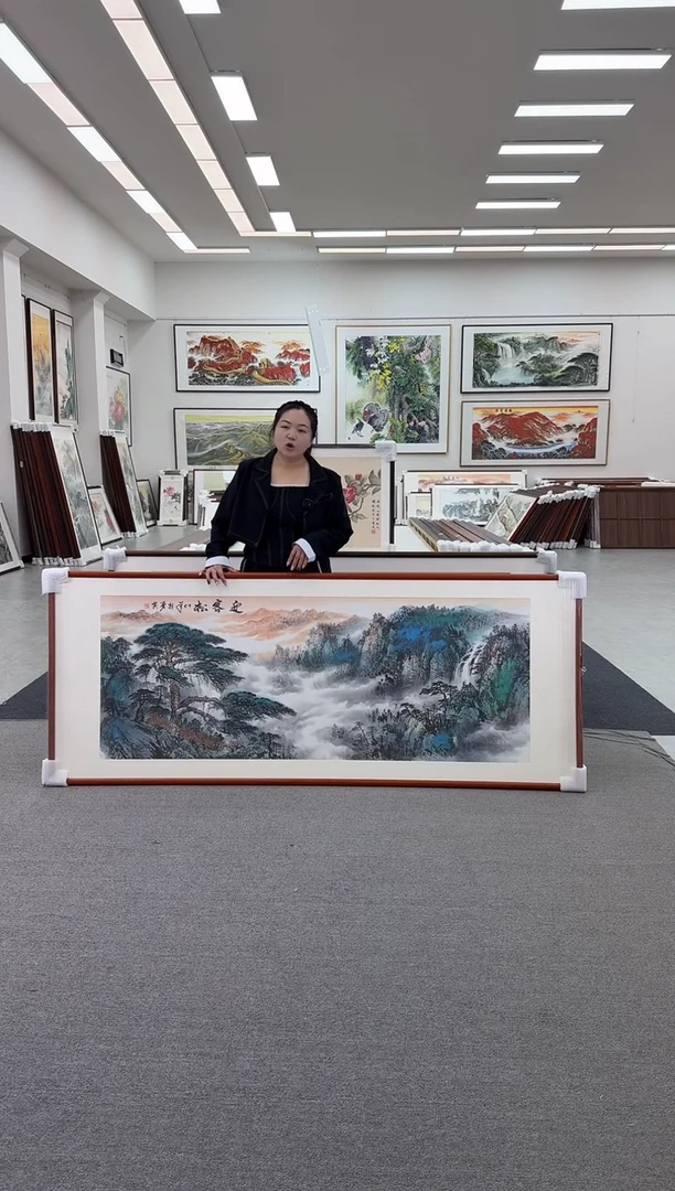 国画手绘  219*88   迎客松