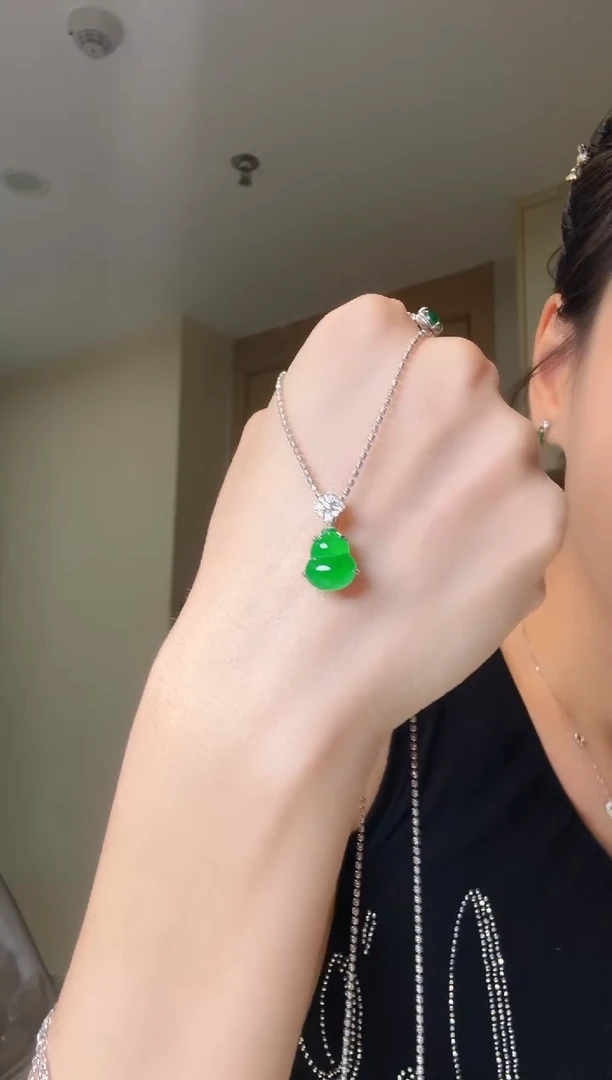 翡翠银S925镶嵌吊坠(不含链)天然翡翠吊坠