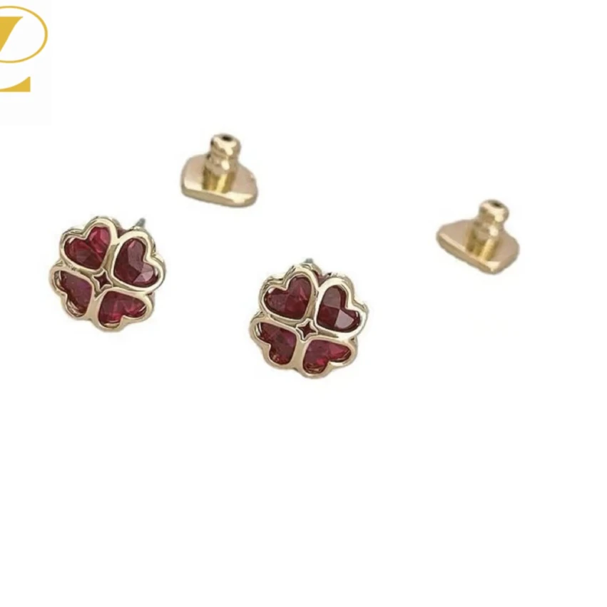 铜合金合成锆石耳饰 3067幸运四叶草耳钉