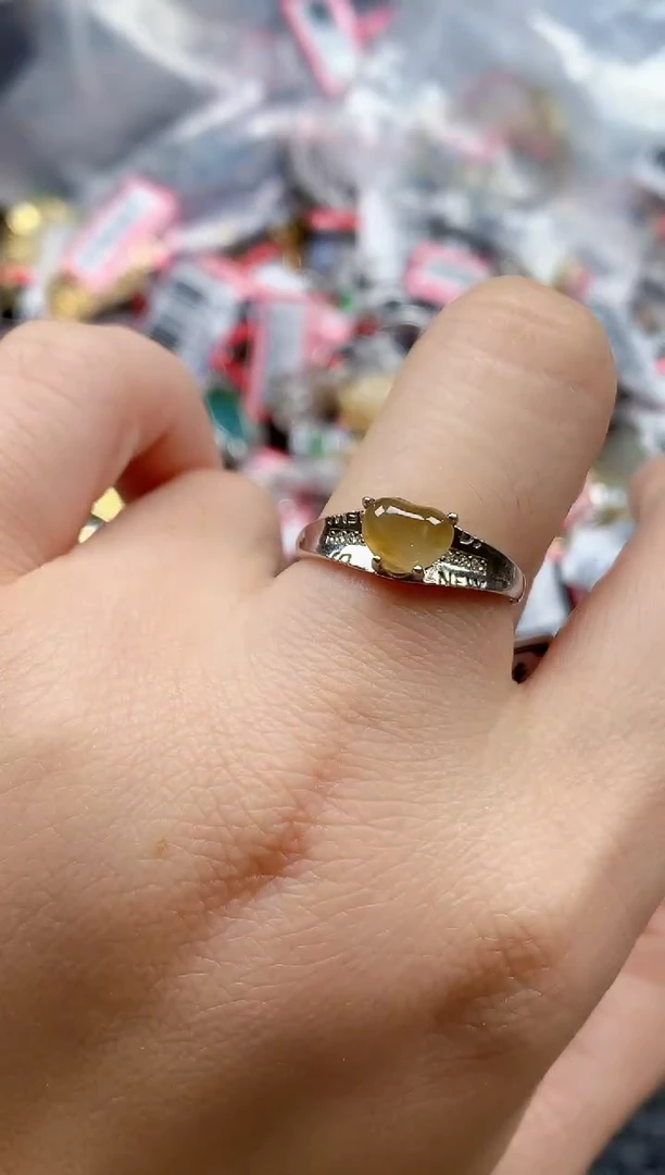 银S925镶嵌戒指翡翠天然A货缅甸翡翠