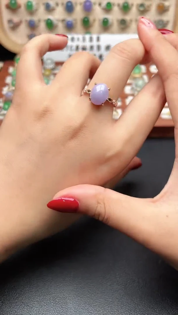 银S925镶嵌戒指翡翠一物一证一礼盒