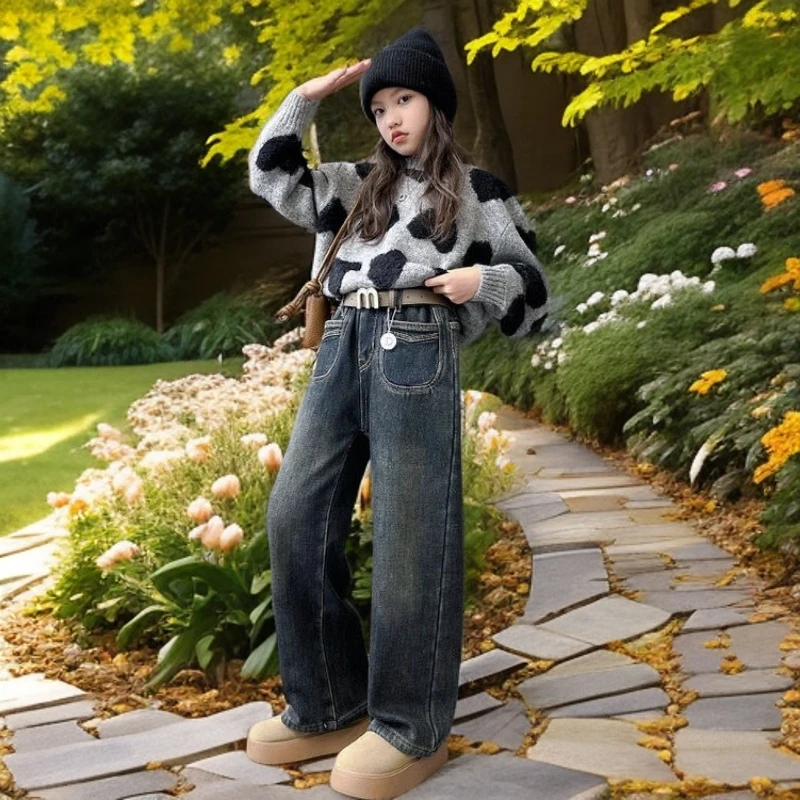 女童秋冬款洋气毛衣女孩打底衫中大儿童加厚针织时髦上衣潮品透气