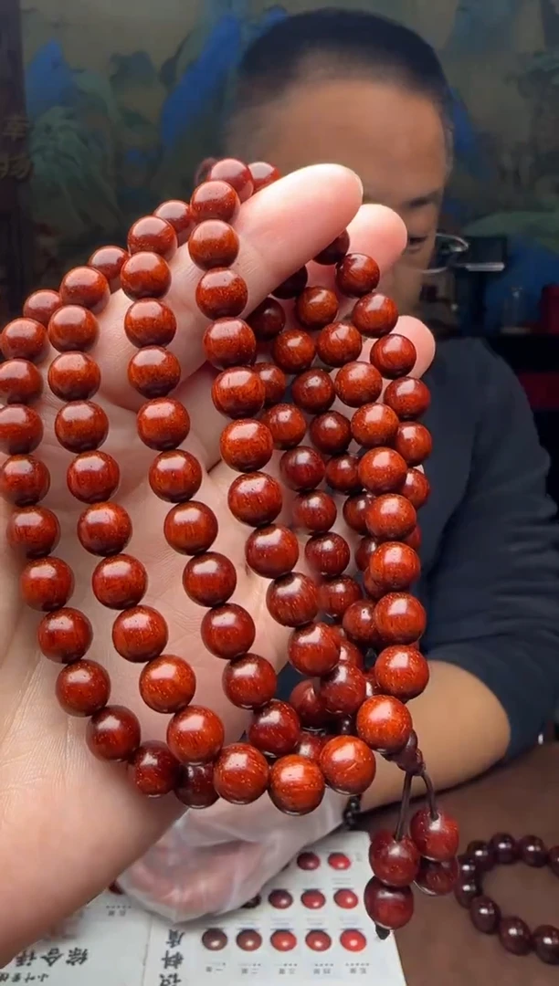 手串/手链小叶紫檀0.8*108颗5星180度鳞半满金星原汁原味泥料