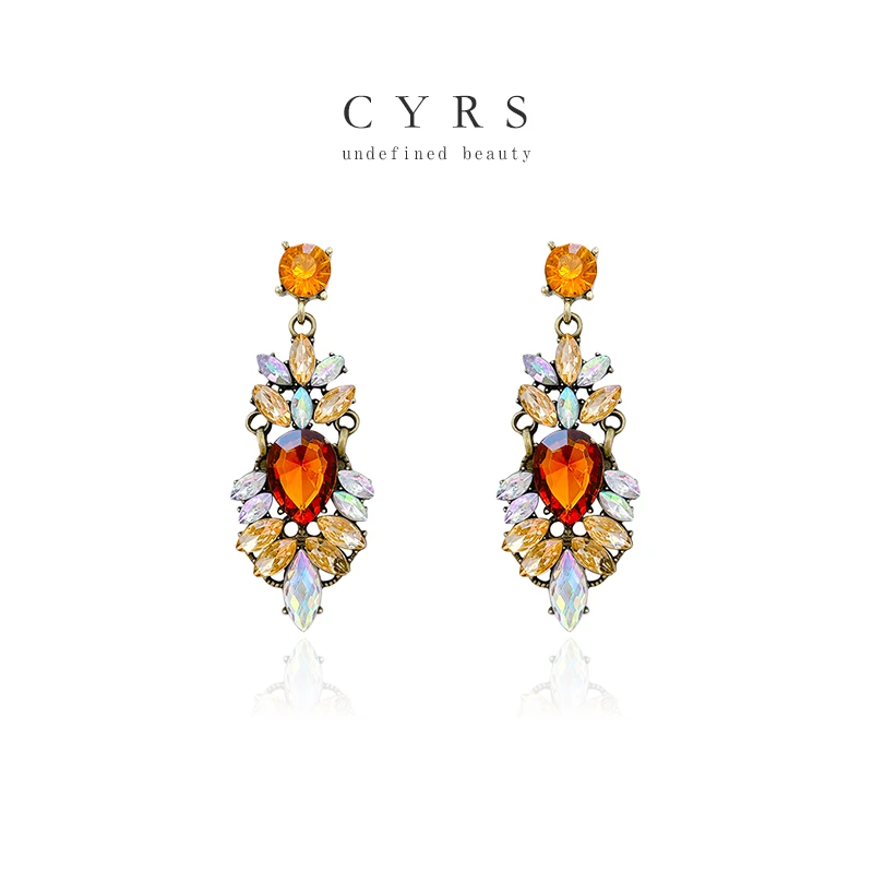 合金耳饰 克芮司Cyrs |【晶璨】欧美民族复古波西米亚长款耳饰港风