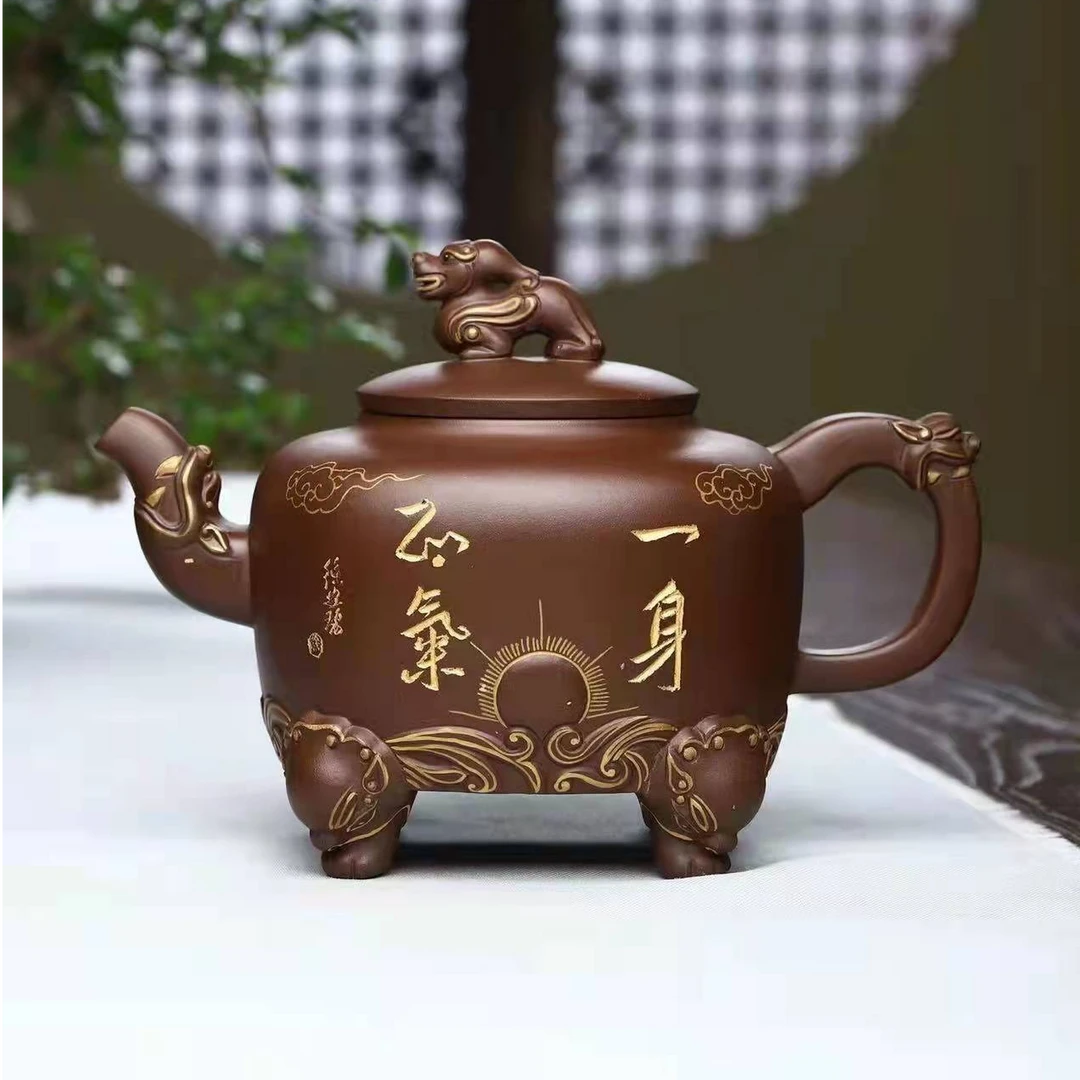 一身正气 紫泥  约1300cc 高端紫砂壶 手制精美