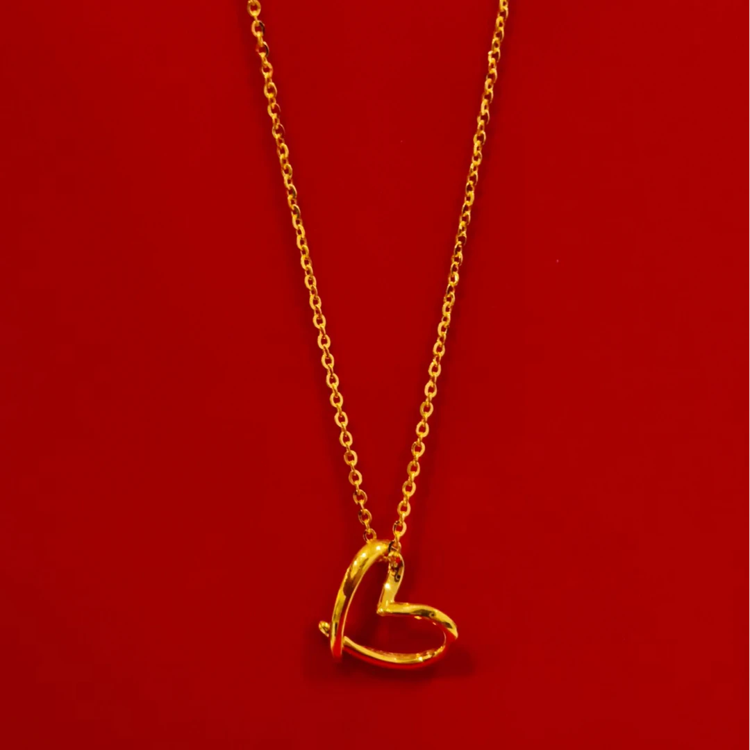 坠链均足银 足银镀金爱心坠链