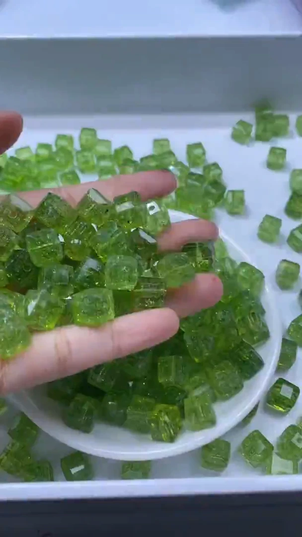 颈饰未镶嵌水晶W3187绿色碧玺方糖10mm*10颗