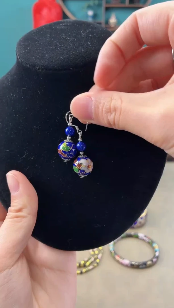 非遗 景泰蓝耳饰 1.2宝蓝