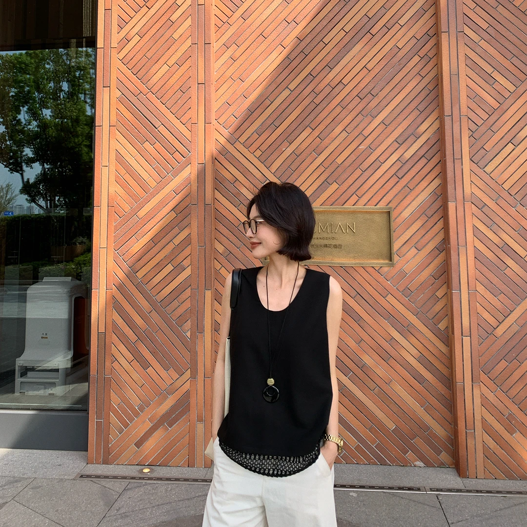 范天奇/FAN TIANQI【夏梦】圆领无袖拼接下摆背心裙FWVE53074