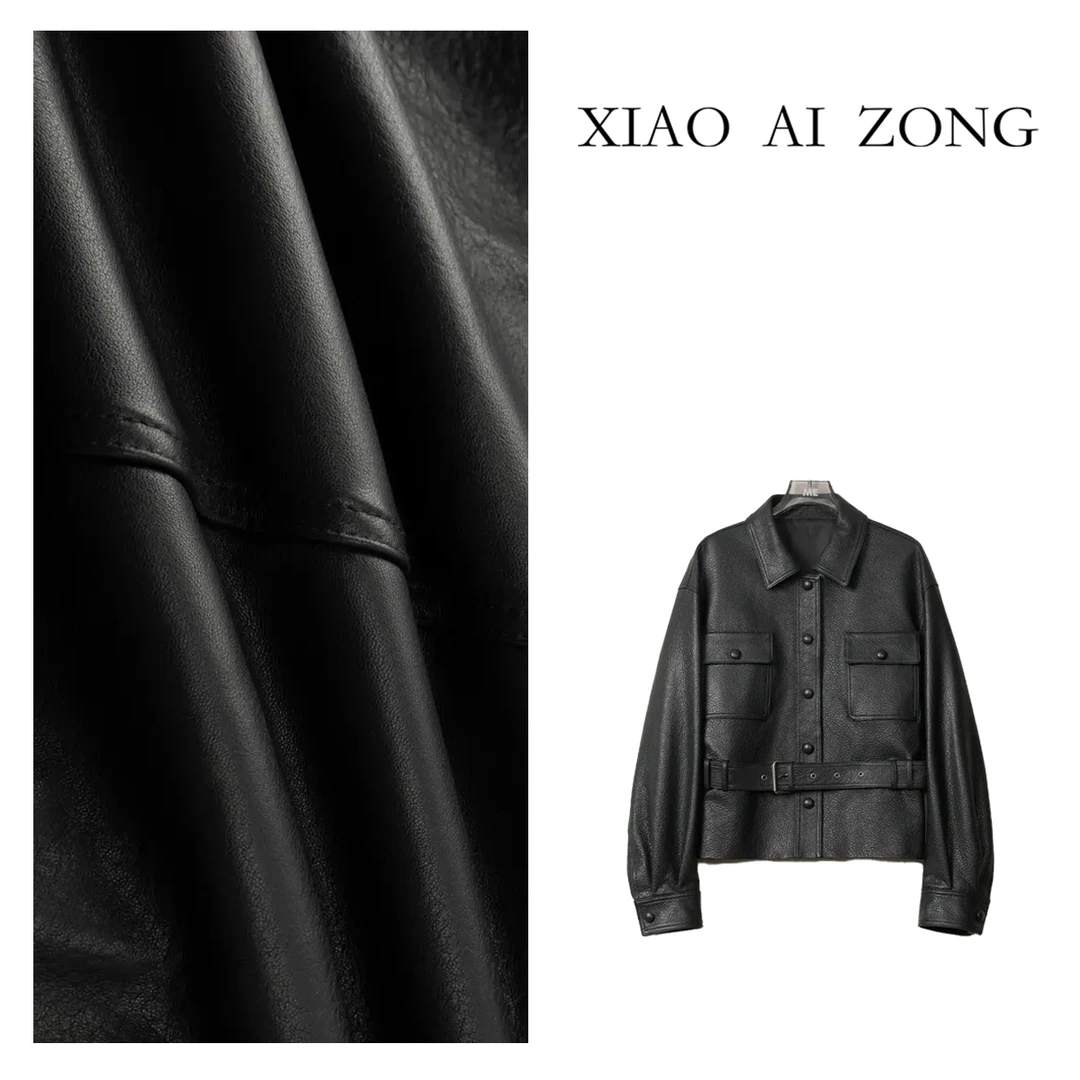 【煊煊专属-子夜】韩系港风时尚复古短款收腰皮衣外套女A36