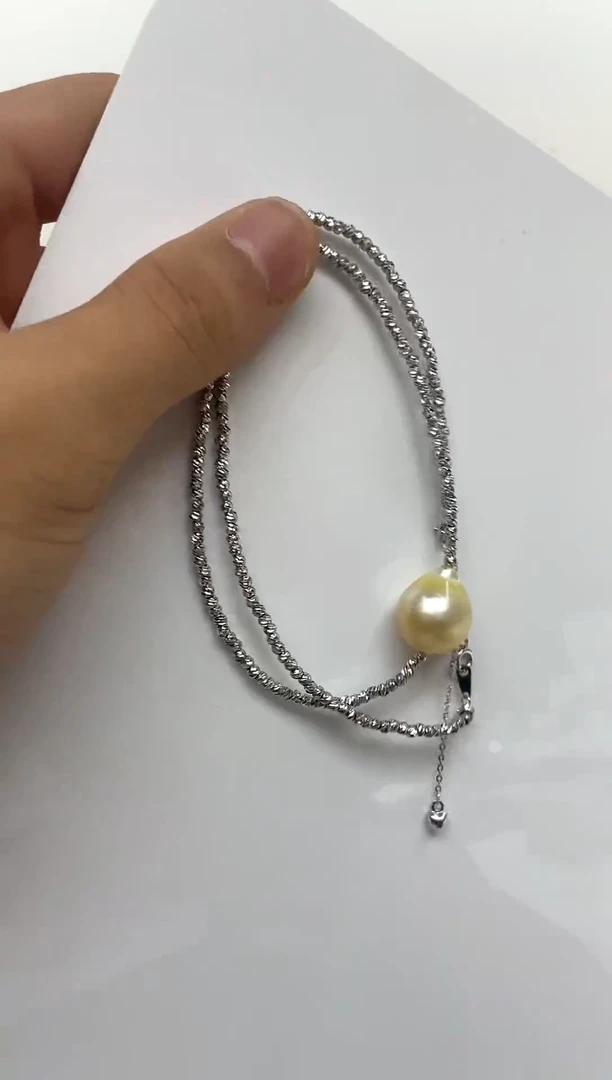 颈饰银S925镶嵌海水珍珠13-14